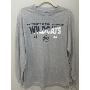 University of New Hampshire Wildcats Shirt Men's M Gray Long Sleeve GI Sport NWT